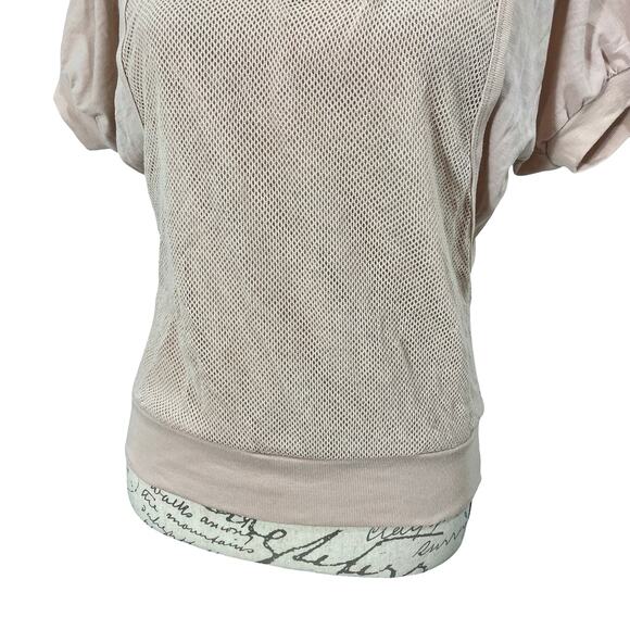 Vintage 90s Wharfside Tan Mesh Overlay Sporty Top / Size Medium / Vintage Tee - Picture 5 of 7